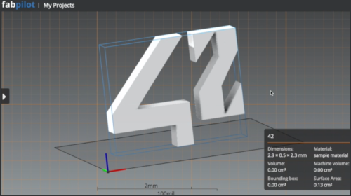 The Fabpilot 3D file viewer with the School 42 logo loaded.