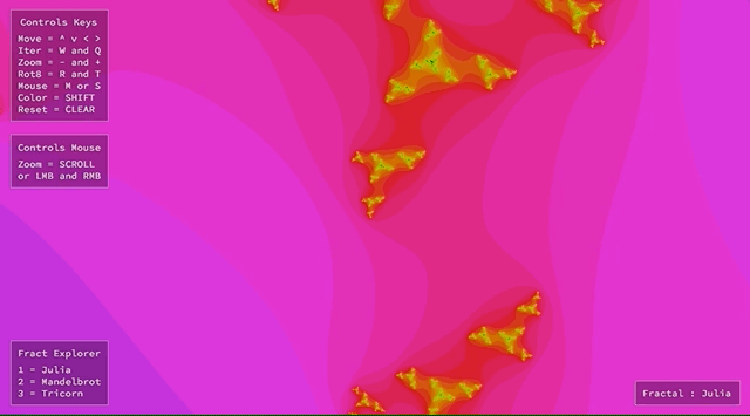 The Julia fractal changed via mouse movements.