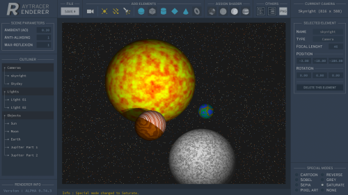 The raytracer program with multiple textured spheres.